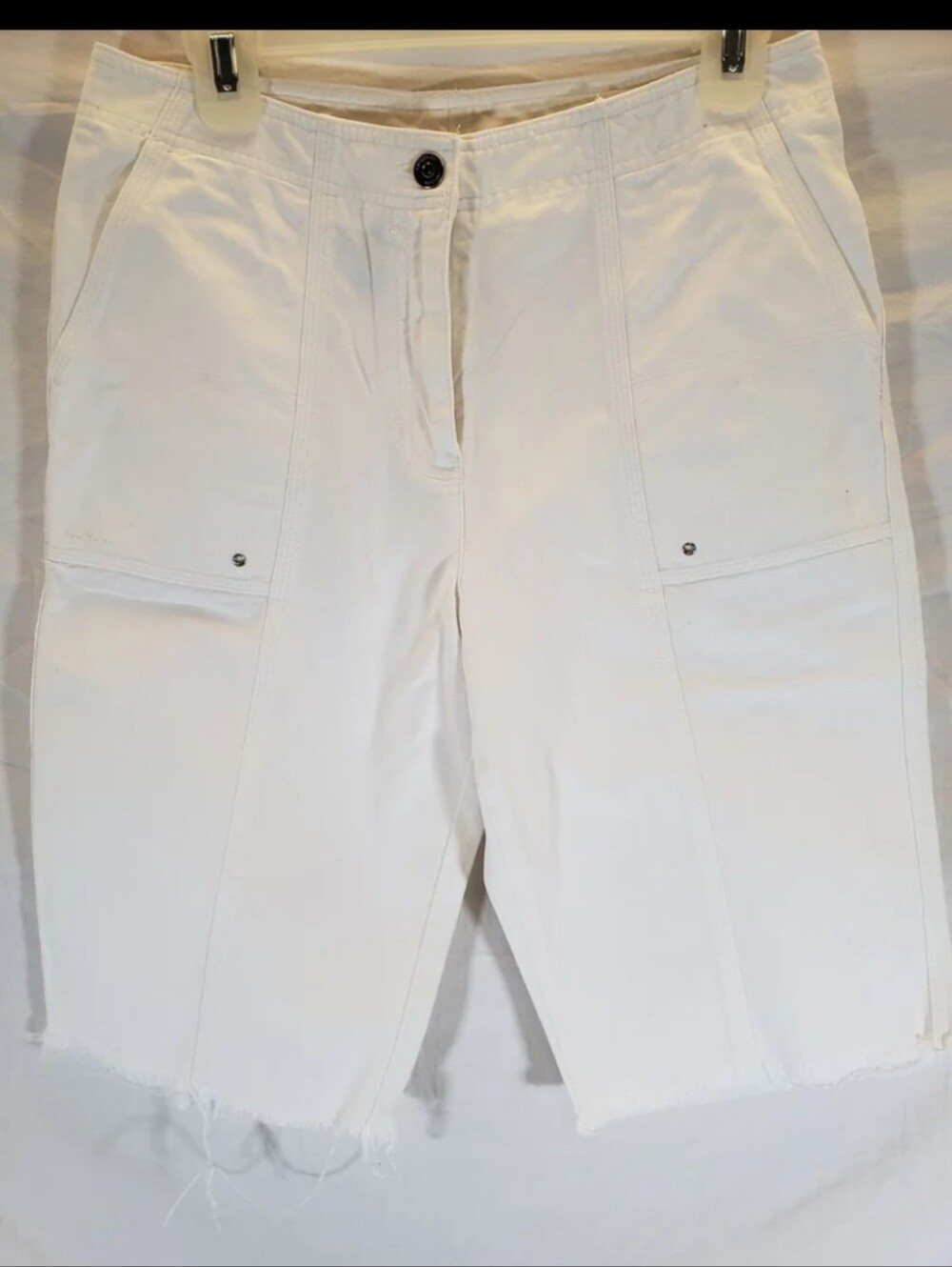 Lauren Ralph Lauren White Bermuda Shorts with Fringed Hem Sz 10P